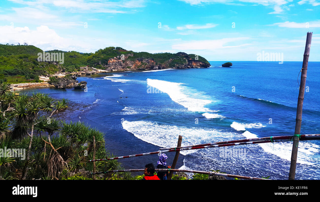 Jogja, drini spiaggia, mare e wave Foto Stock