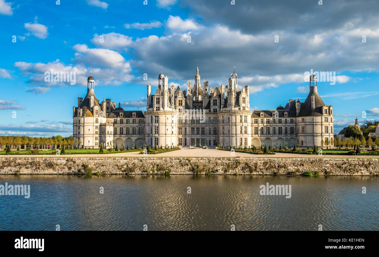 Chateau de Chambord, il più grande castello nella Valle della Loira, Francia Foto Stock
