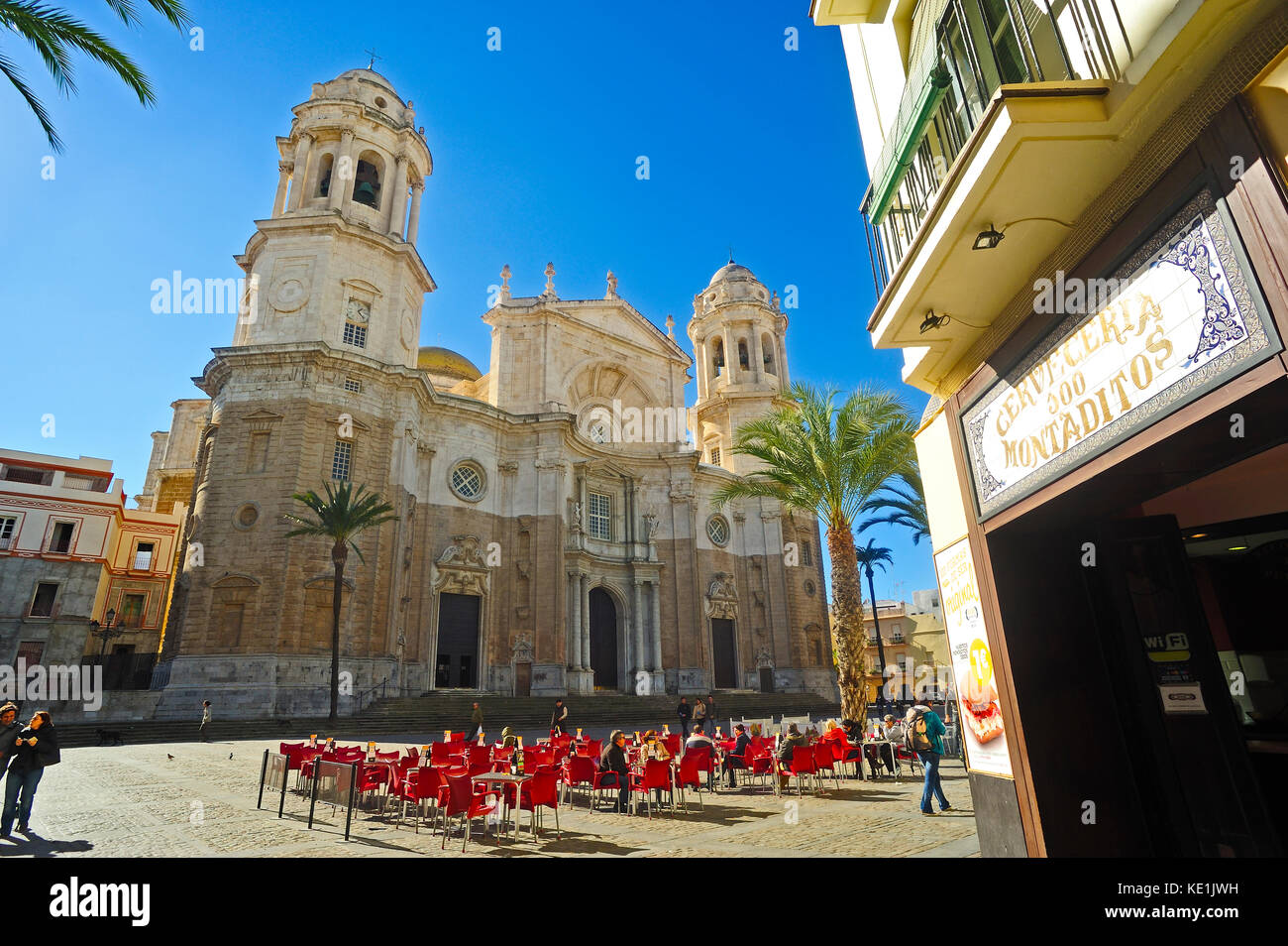 Plaza de la Catedral, Cadice, Andalusia, Spagna Foto Stock