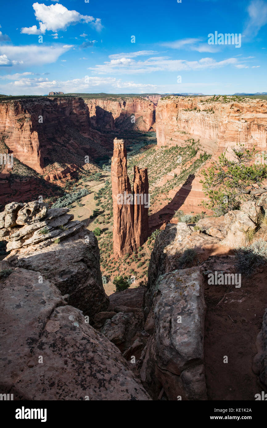 Spider Rock, Canyon De Chelly National Monument, Arizona, Stati Uniti d'America Foto Stock