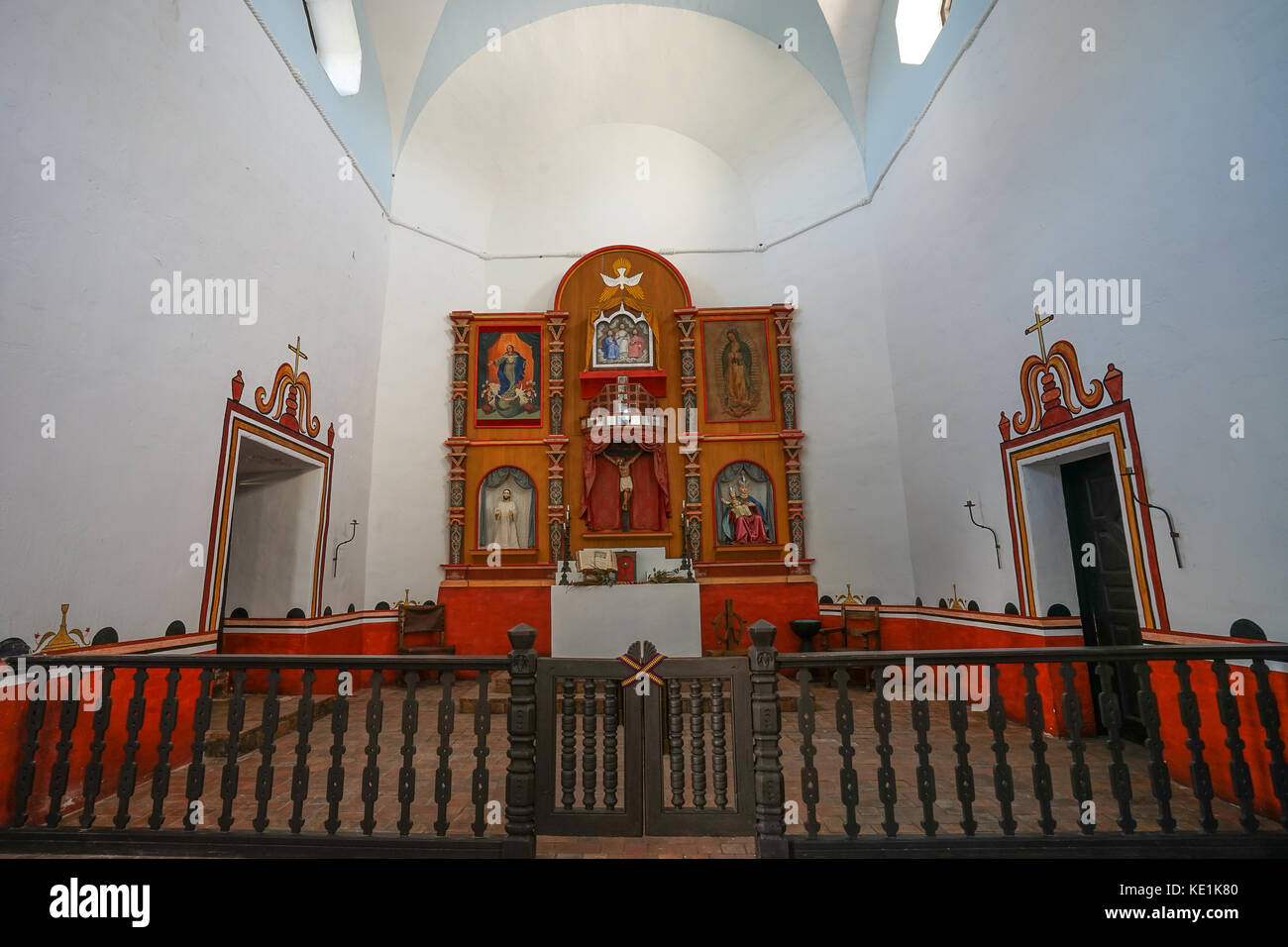 10 gennaio 2016 Goliad, Texas, USA: L'interno della Missione Nuestra Senora del Espirituu Santo de Zuniga, conosciuta anche come Missione Aranama Foto Stock