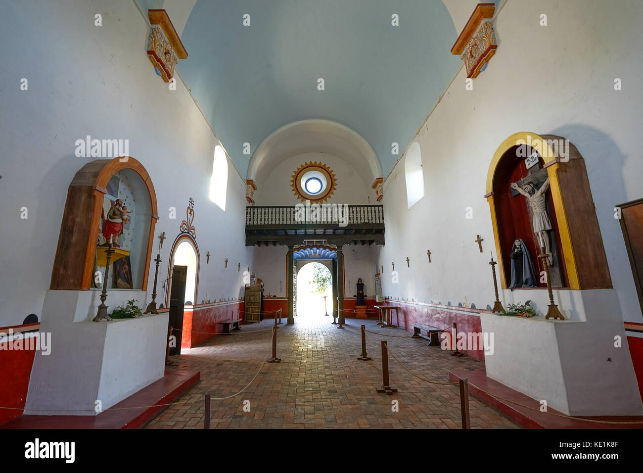 10 gennaio 2016 Goliad, Texas, USA: L'interno della Missione Nuestra Senora del Espirituu Santo de Zuniga, conosciuta anche come Missione Aranama Foto Stock