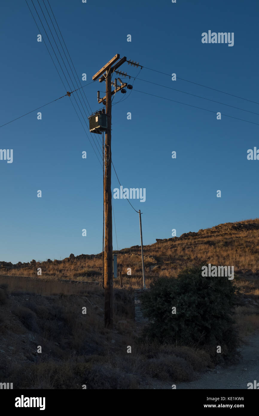 Telegraph Poles, Kea, Grecia Foto Stock
