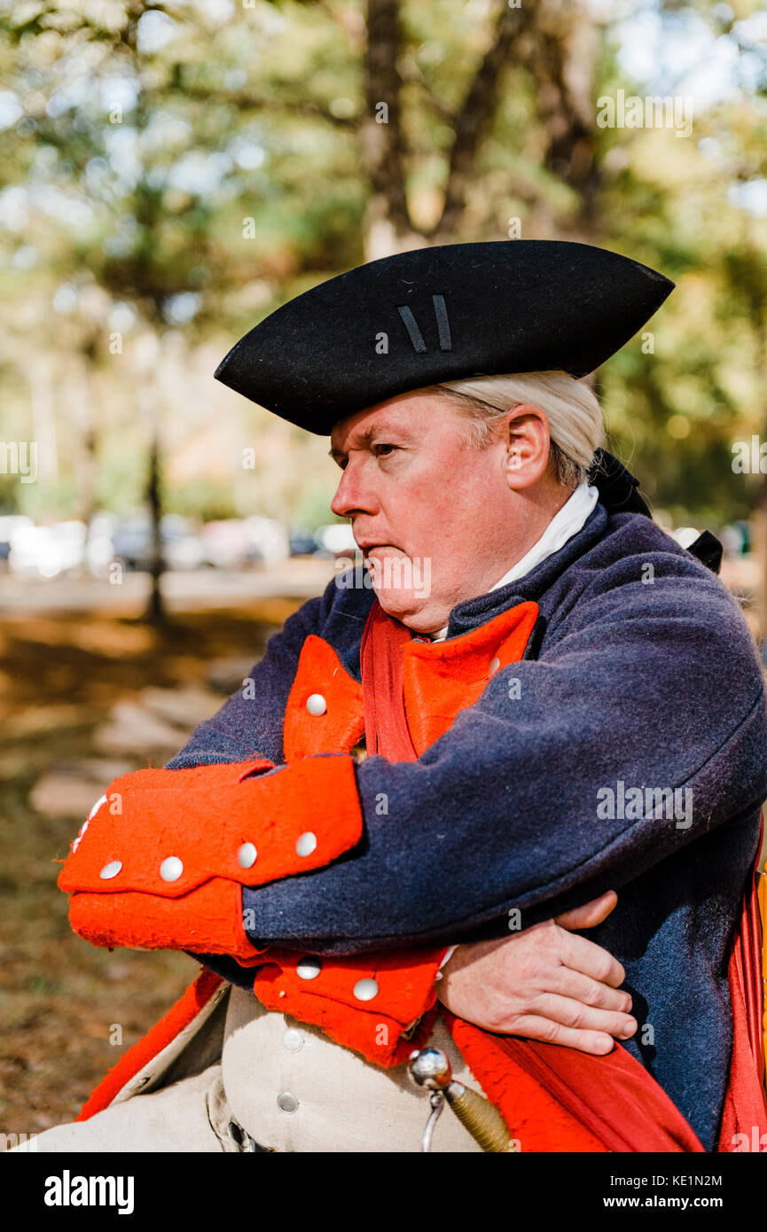 Soldato francese, attore, a Fort Toulouse - Fort Jackson, durante la guerra franco-indiana del 1754, Wetumpka Alabama, Stati Uniti. Foto Stock