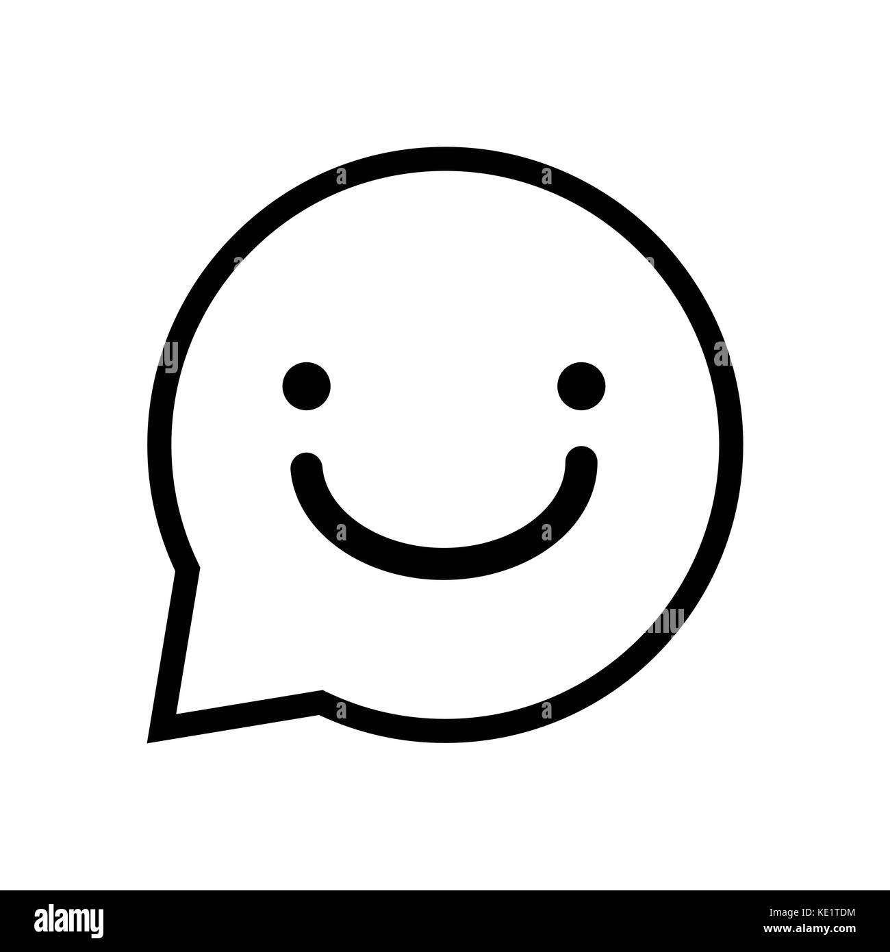 Segno di chat icona smile, simbolo iconico all'interno di un discorso bolla, isolato su sfondo bianco. vettore design iconico. Illustrazione Vettoriale