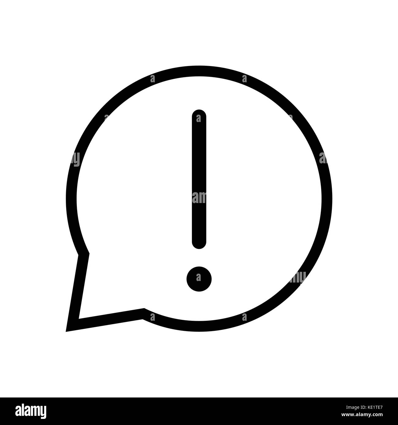 Segno di chat icona di avvertenza, simbolo iconico all'interno di un discorso bolla, isolato su sfondo bianco. vettore design iconico. Illustrazione Vettoriale