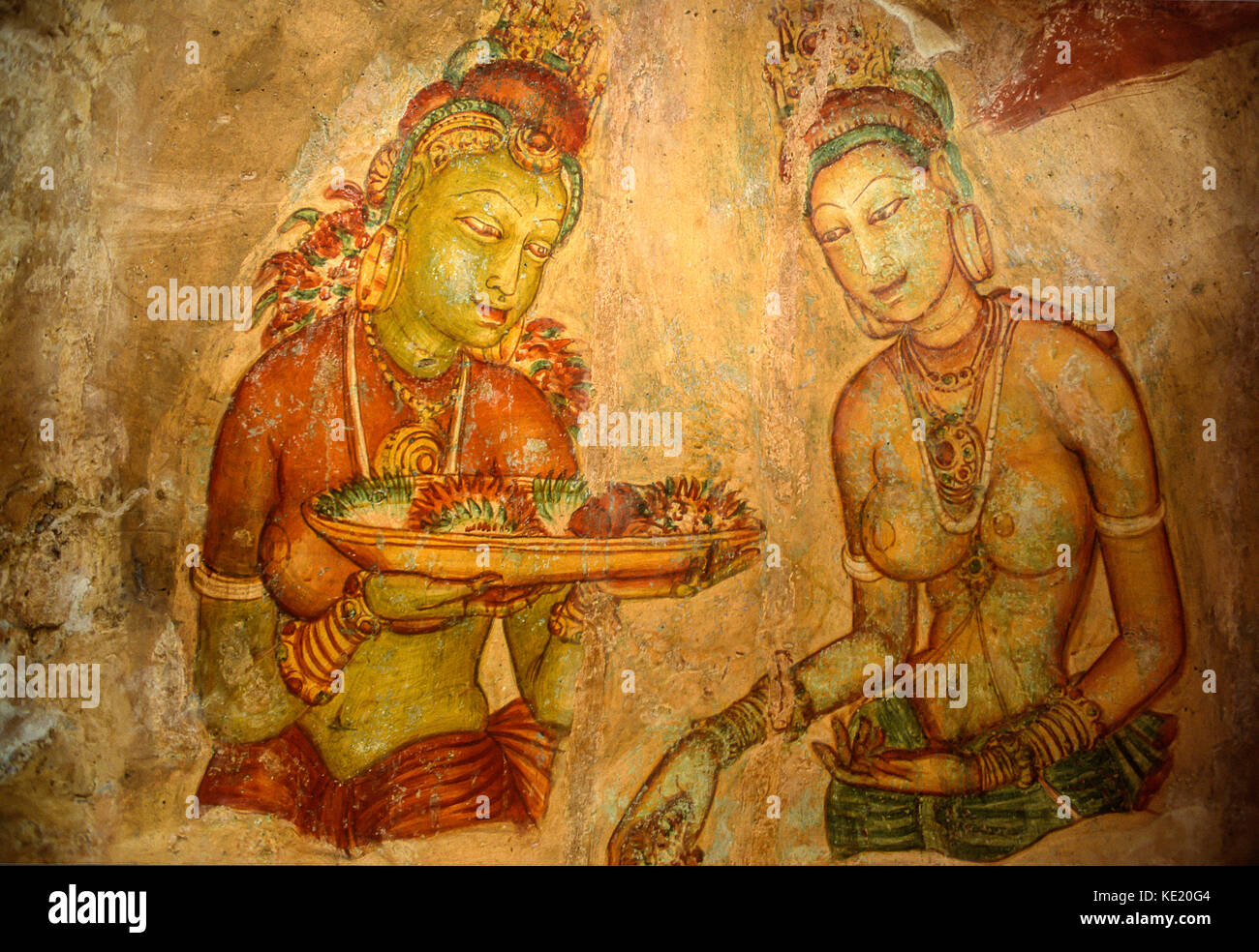 Sri lanka - sigyria - Affresco all'interno della fortezza di roccia Foto Stock