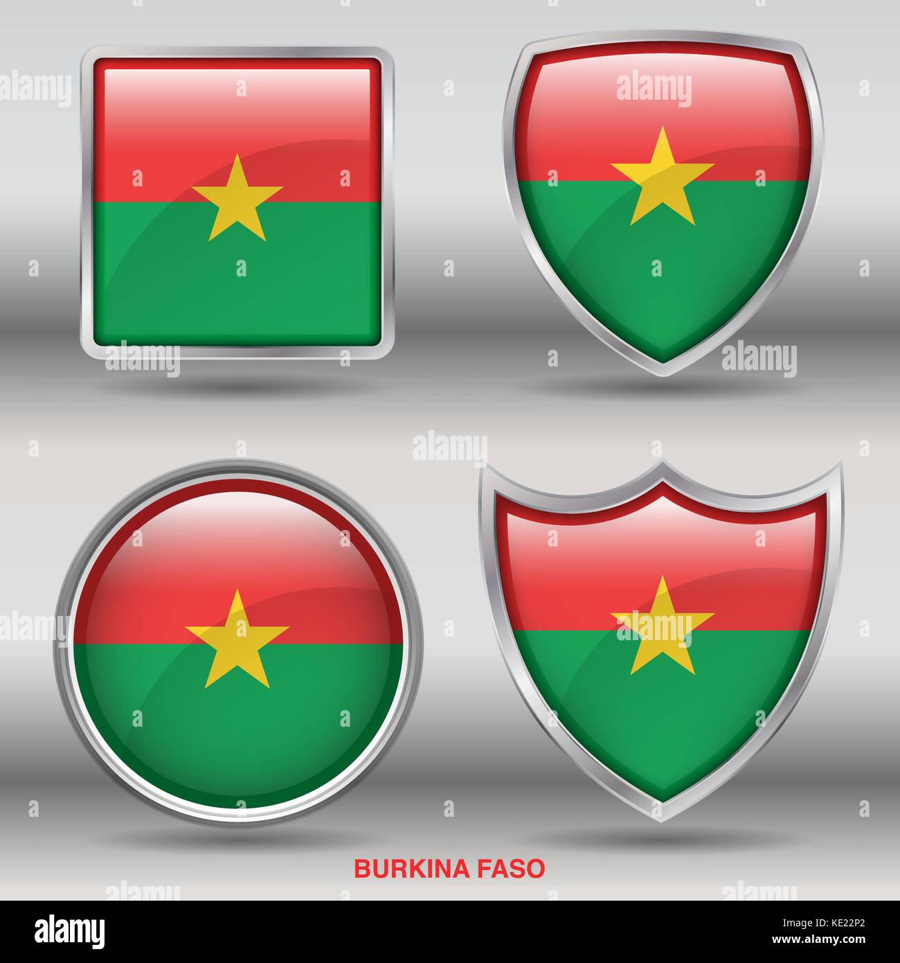 Il Burkina Faso bandiera - 4 forme bandiere membri paese del mondo con un tracciato di ritaglio Illustrazione Vettoriale