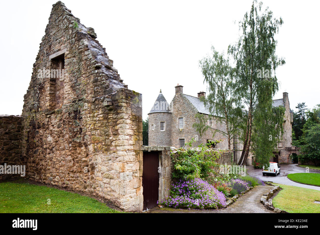 Il castello di ferniehirst (XV secolo): casa ancestrale della kerrs. 2010. jedburgh. Scottish Borders. Scozia. Foto Stock