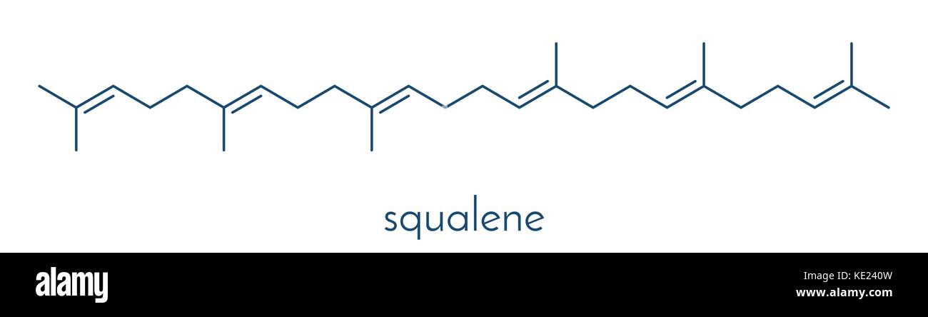 Lo squalene naturale molecola di idrocarburo. trovata in olio di fegato di  squalo e numero di fonti vegetali. formula scheletrico Immagine e  Vettoriale - Alamy