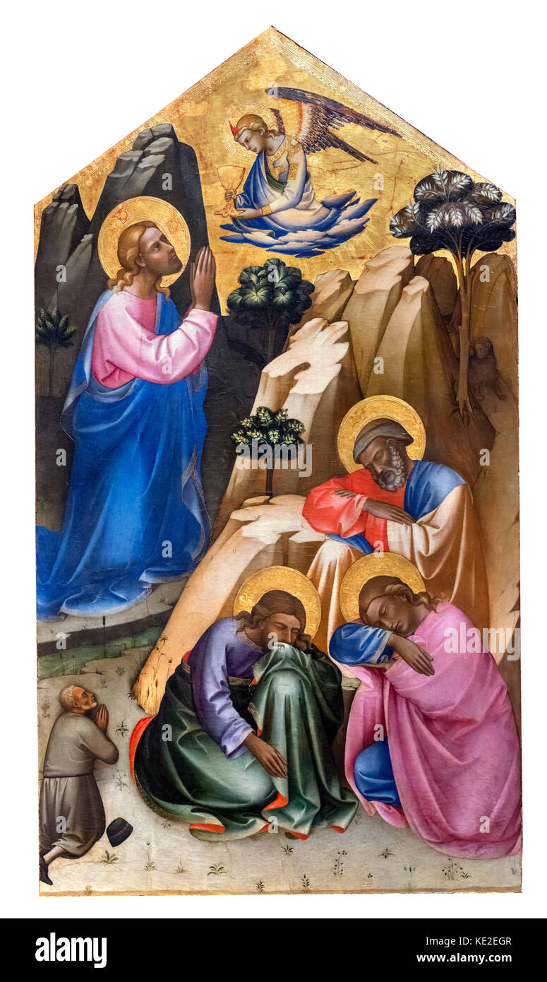Cristo pregando nel boschetto arancione con apostoli Pietro, Giovanni e Giacomo di Lorenzo Monaco (c.1370-1425), tempera su pannello in legno, c.1400 Foto Stock