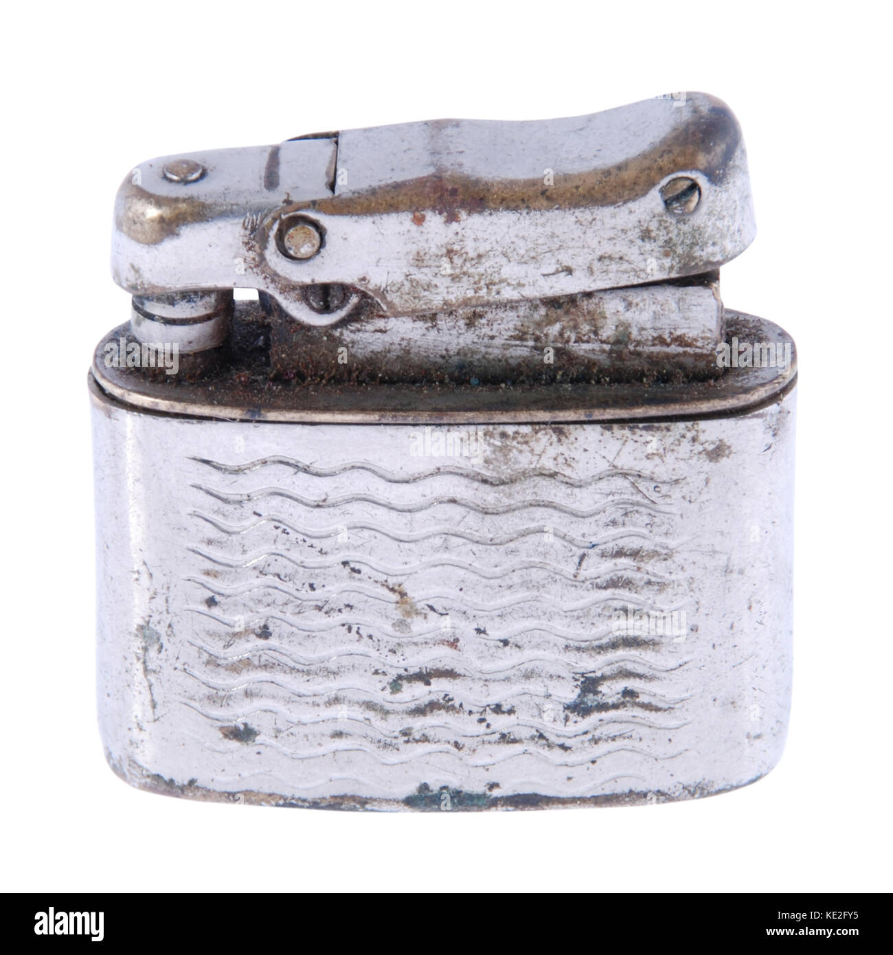 Vecchio arrugginito isolato leggero su bianco Foto Stock