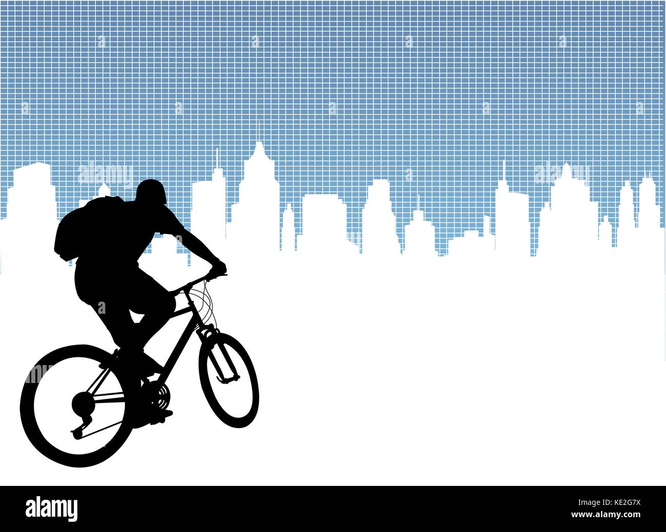 Ciclista su un astratto background urbano - vettore Illustrazione Vettoriale