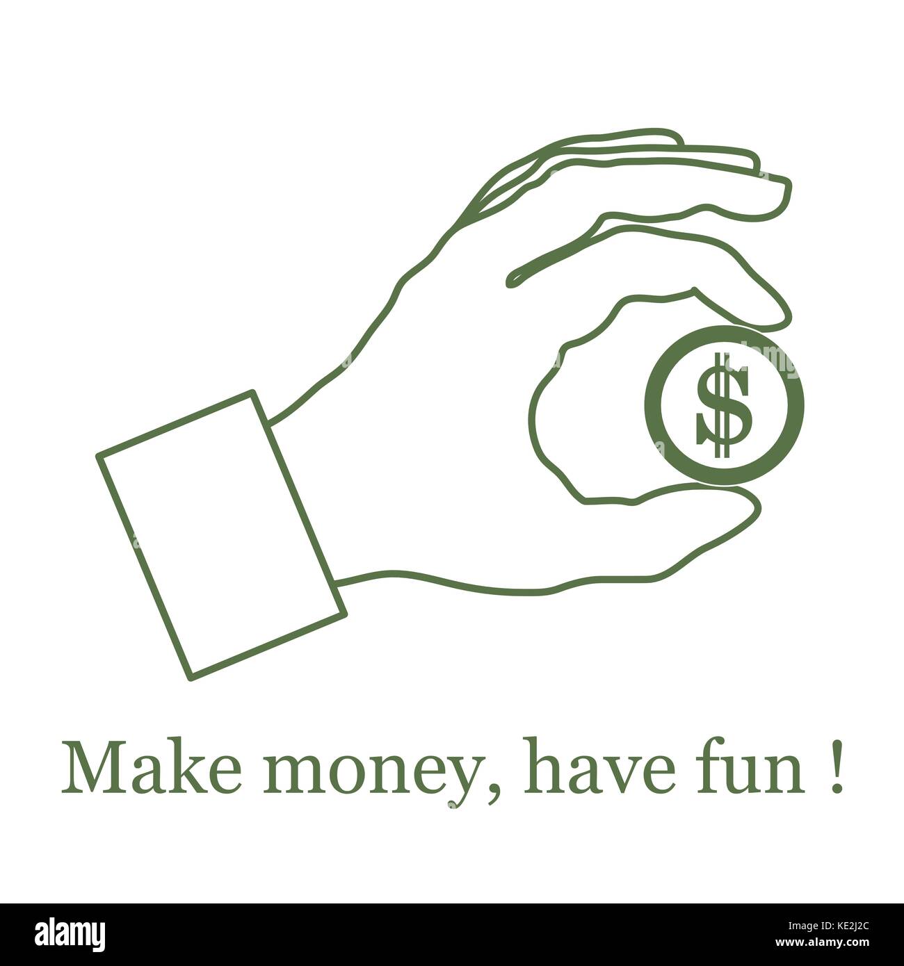 Icona stilizzata della mano che tiene una moneta. Affari e finanza tema.  design per banner, poster o di stampa Immagine e Vettoriale - Alamy