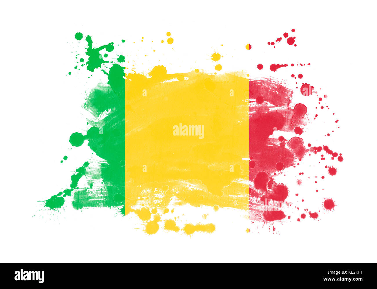 Sfondo dipinto grunge con bandiera Mali Foto Stock