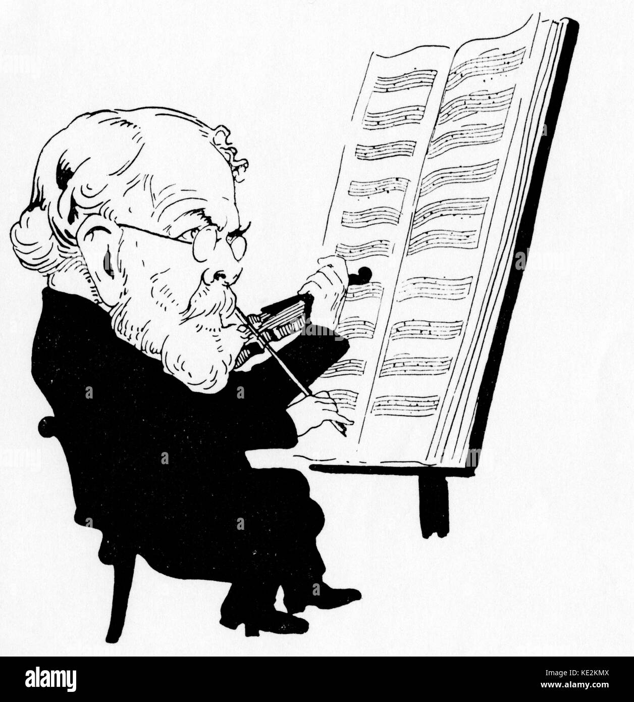 Joseph Joachim - caricatura ritratto da Franz Staffen. Ungherese (Germanized) violinista e compositore e conduttore 28 Giugno 1831 - 15 agosto 1907 Foto Stock