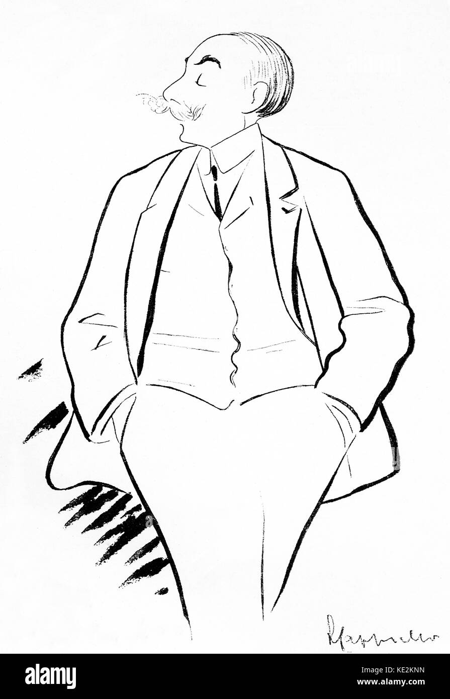 André Charles Prosper Messager - Ritratto del musicista francese, 30 Dicembre 1853 - 1929. Illustrazione dell'artista italiano Leonetto Cappiello, 1875-1942. Foto Stock