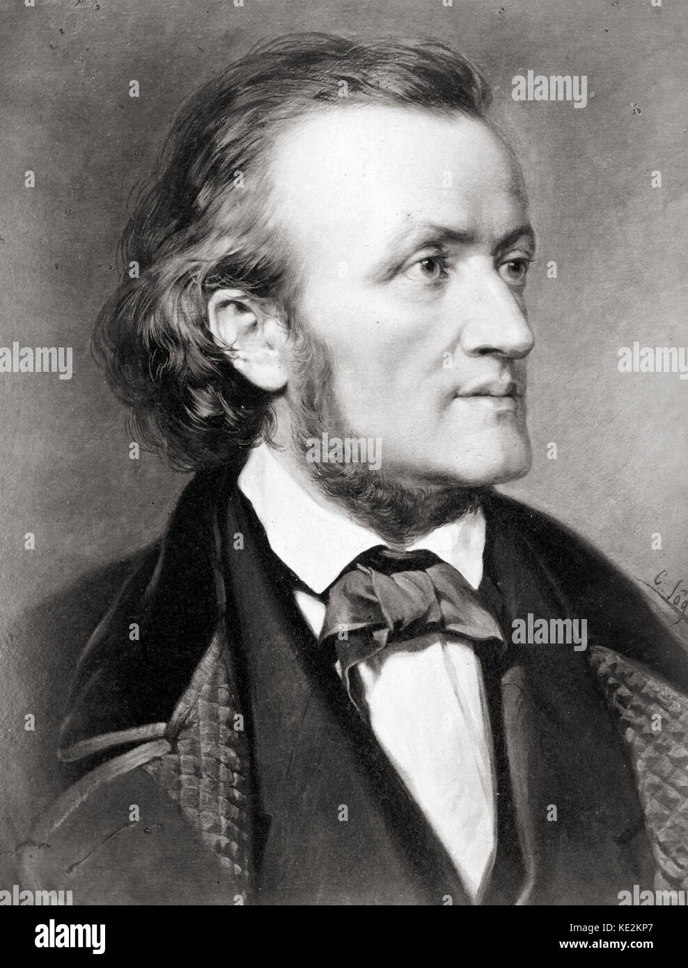 Richard Wagner - ritratto del compositore tedesco e autore di G. Jager. 22 Maggio 1813 - 13 febbraio 1883. Foto Stock