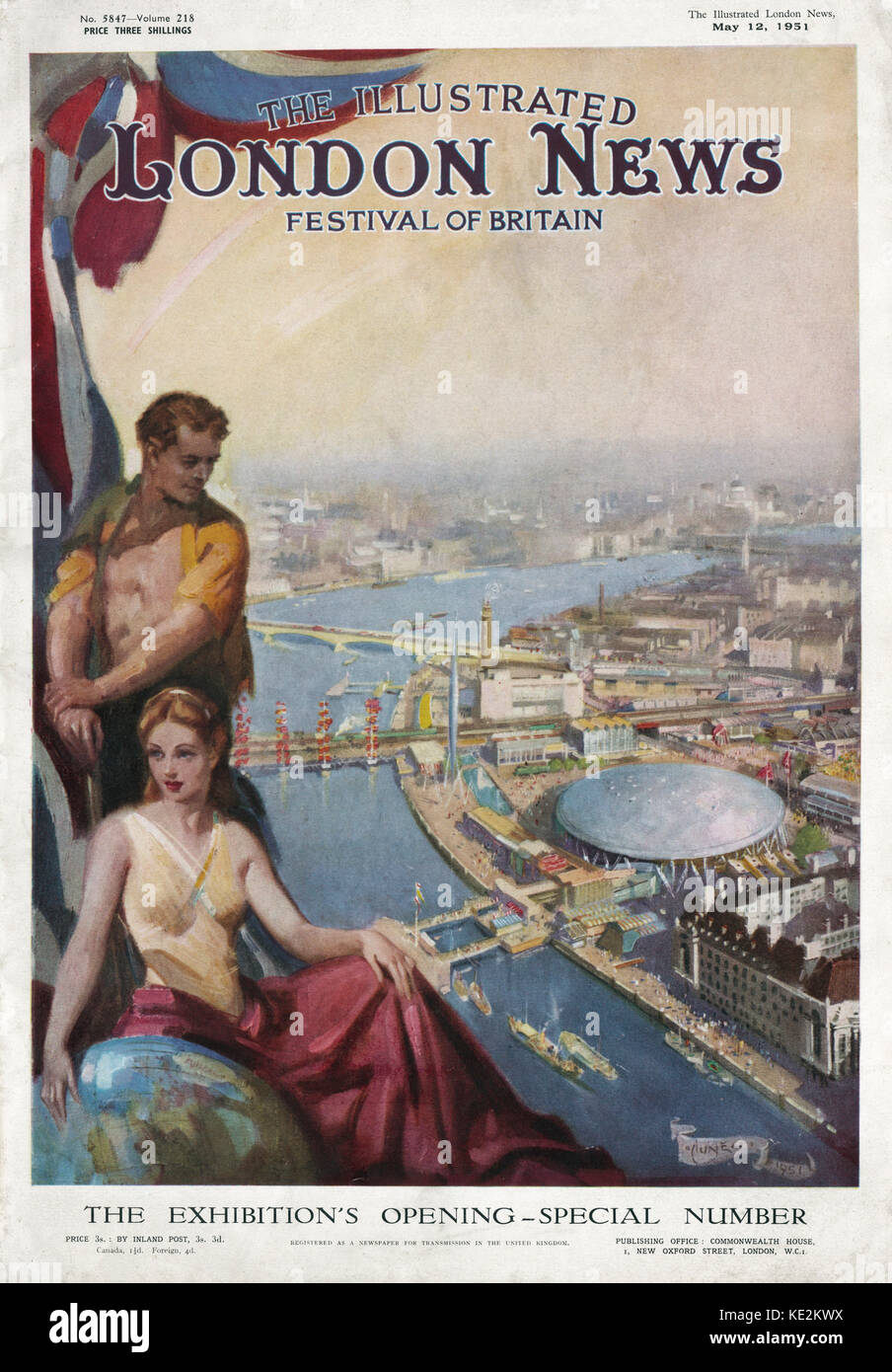 Festival della Gran Bretagna - Panoramica degli edifici sul coperchio del Illustrated London News. Coperchio anteriore. Maggio 12, 1951. Foto Stock