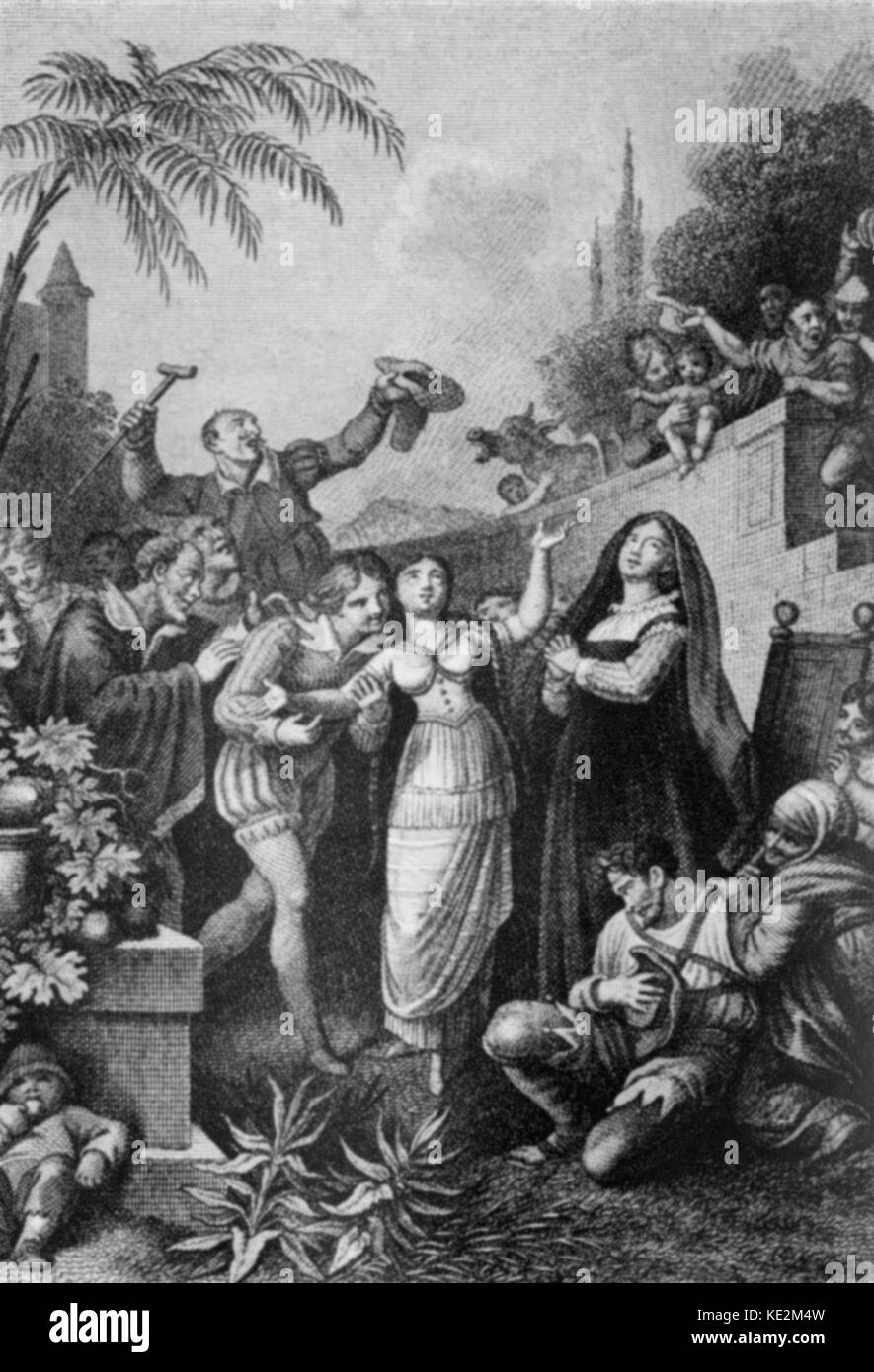 Carl Maria von Weber 's opera 'Preziosa'. Scena di agire II. 1828 Illustrazione. Compositore tedesco e conduttore, 18 novembre 1786 - 5 giugno 1826. Foto Stock