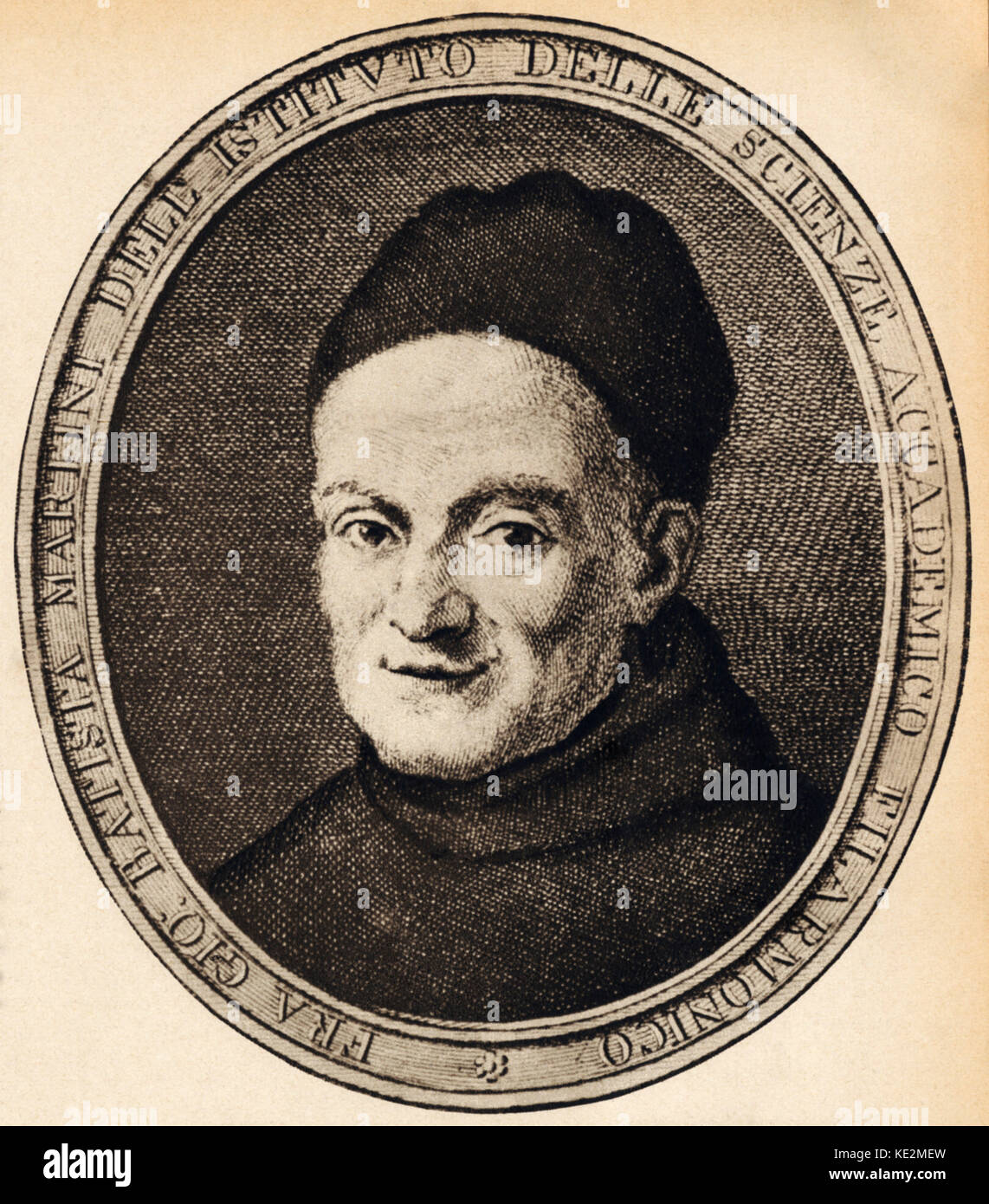 Padre Martini (1706 - 1784), compositore italiano nato a Bologna. Visitate da Wolfgang Amadeus Mozart quando era 14. Foto Stock