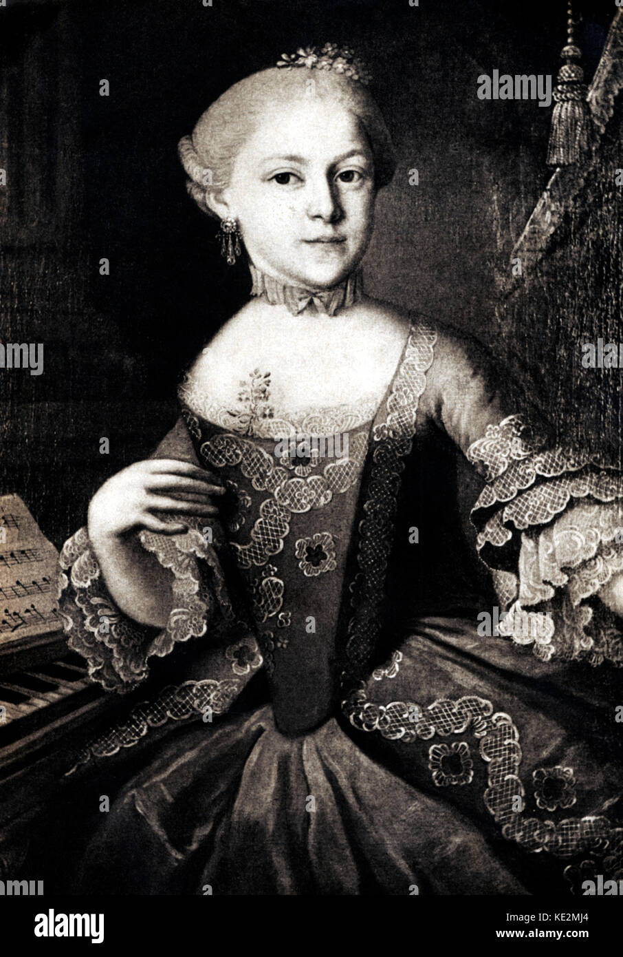 Wolfgang Amadeus Mozart la sorella Nannerl . Artista sconosciuto c. 1762 Il compositore austriaco, 1756-1791. Pittura originale nel Museo di Mozart, Salisburgo Foto Stock