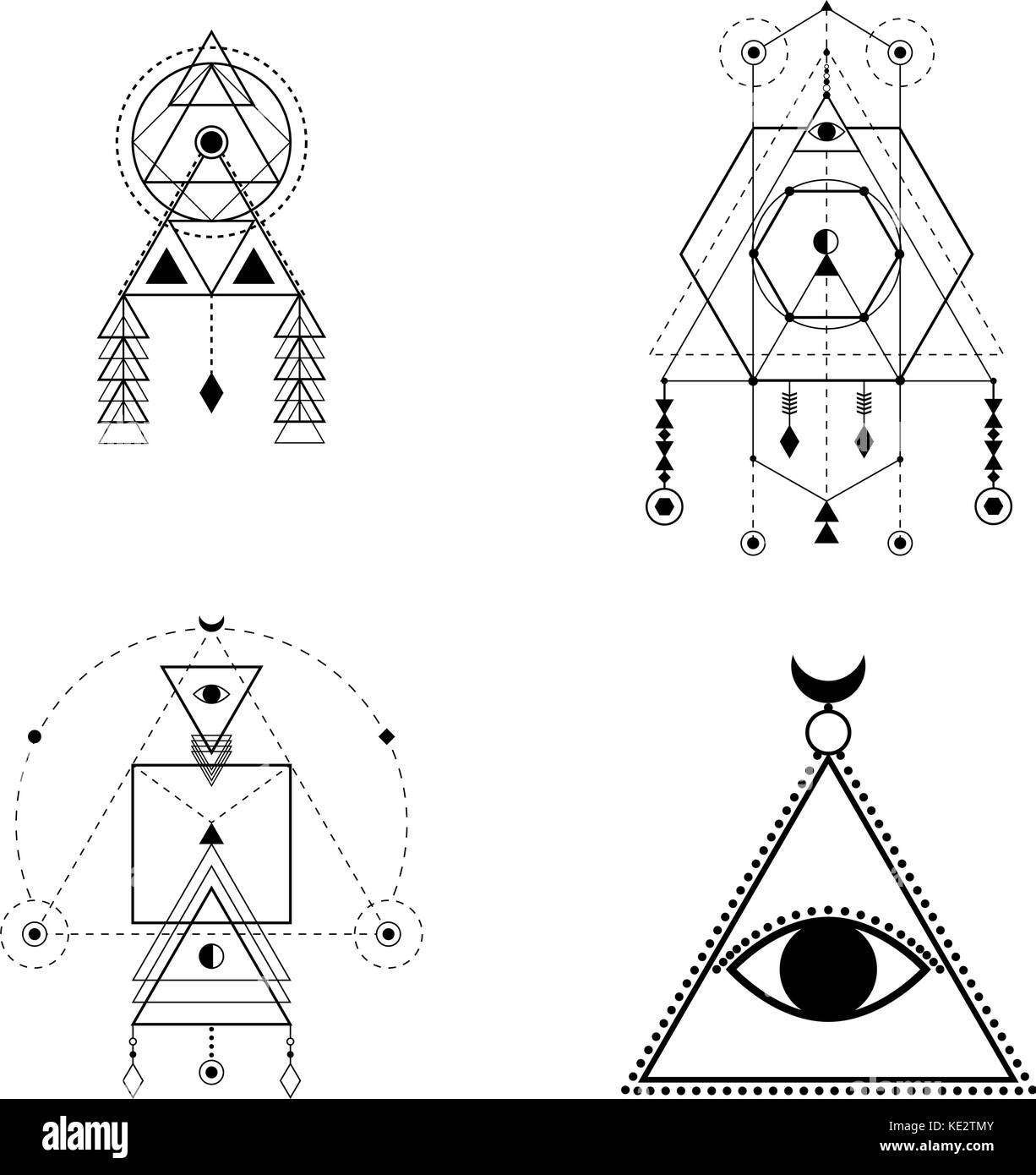 Geometria Sacra forme, forme di linee, logo, segno, simbolo. Illustrazione Vettoriale
