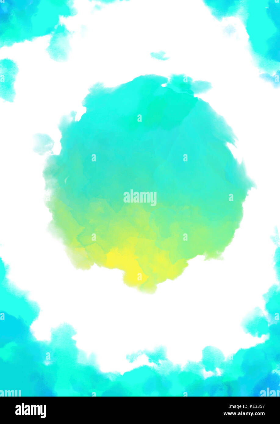 Acquerello verde sbavature Foto Stock
