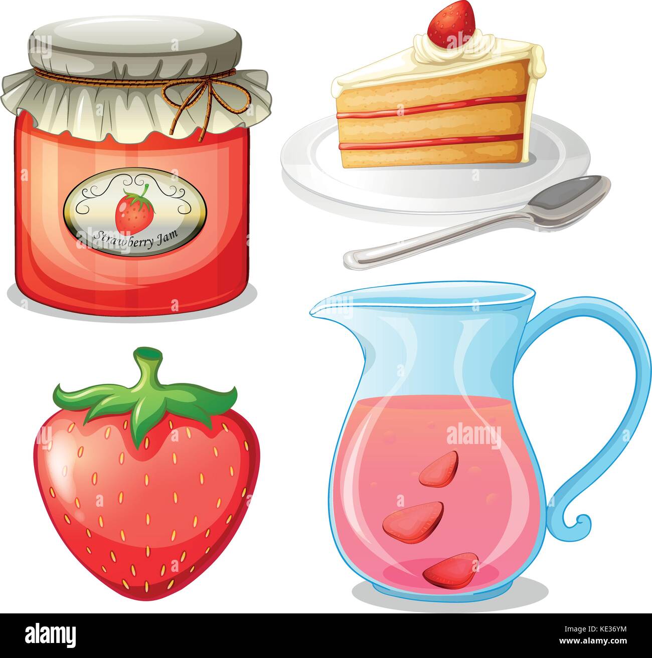 La torta di fragole e illustrazione di inceppamento Illustrazione Vettoriale