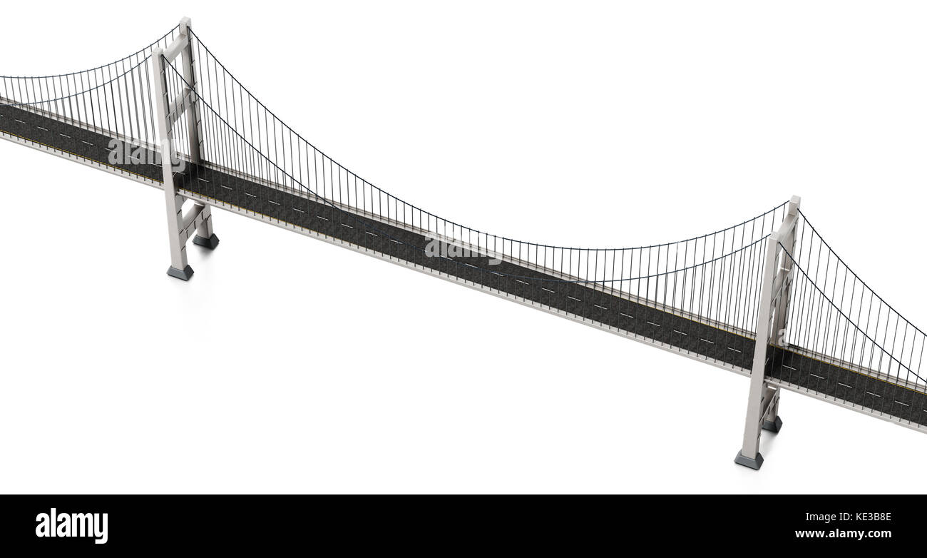 Sospensione ponte isolato su sfondo bianco. 3d'illustrazione. Foto Stock