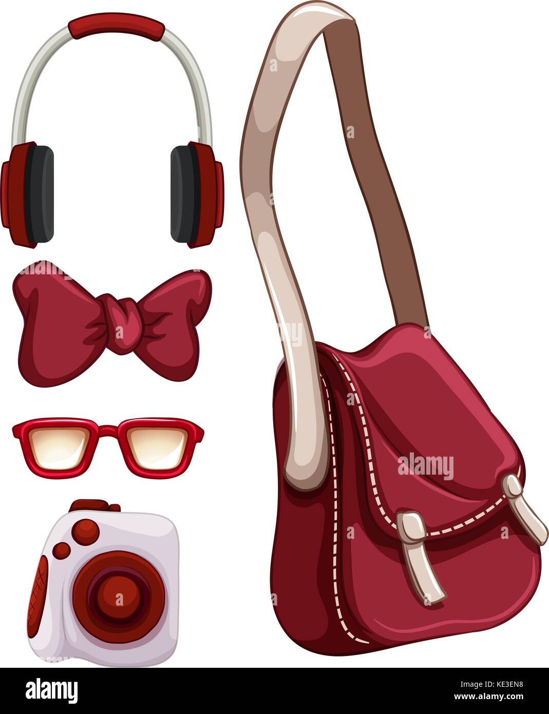 Borsetta e altri oggetti rosso illustrazione Illustrazione Vettoriale