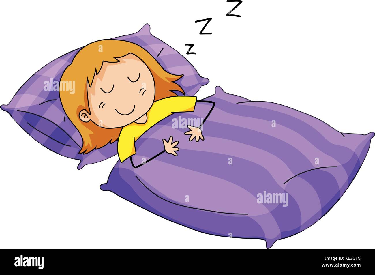 Bambina che dorme nel letto Immagini Vettoriali Stock - Alamy