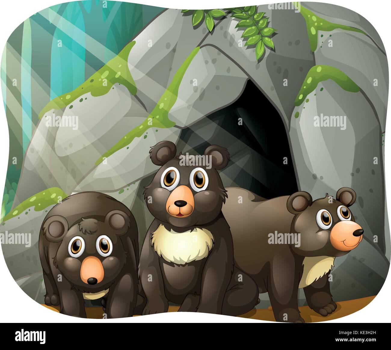 Gli orsi grizzly che vivono in grotta illustrazione Illustrazione Vettoriale