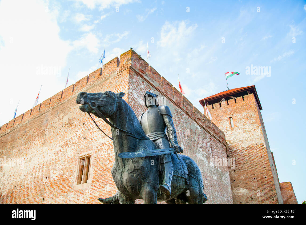 Immagine del medievale castello di Gyula, fatta di mattoni Foto Stock