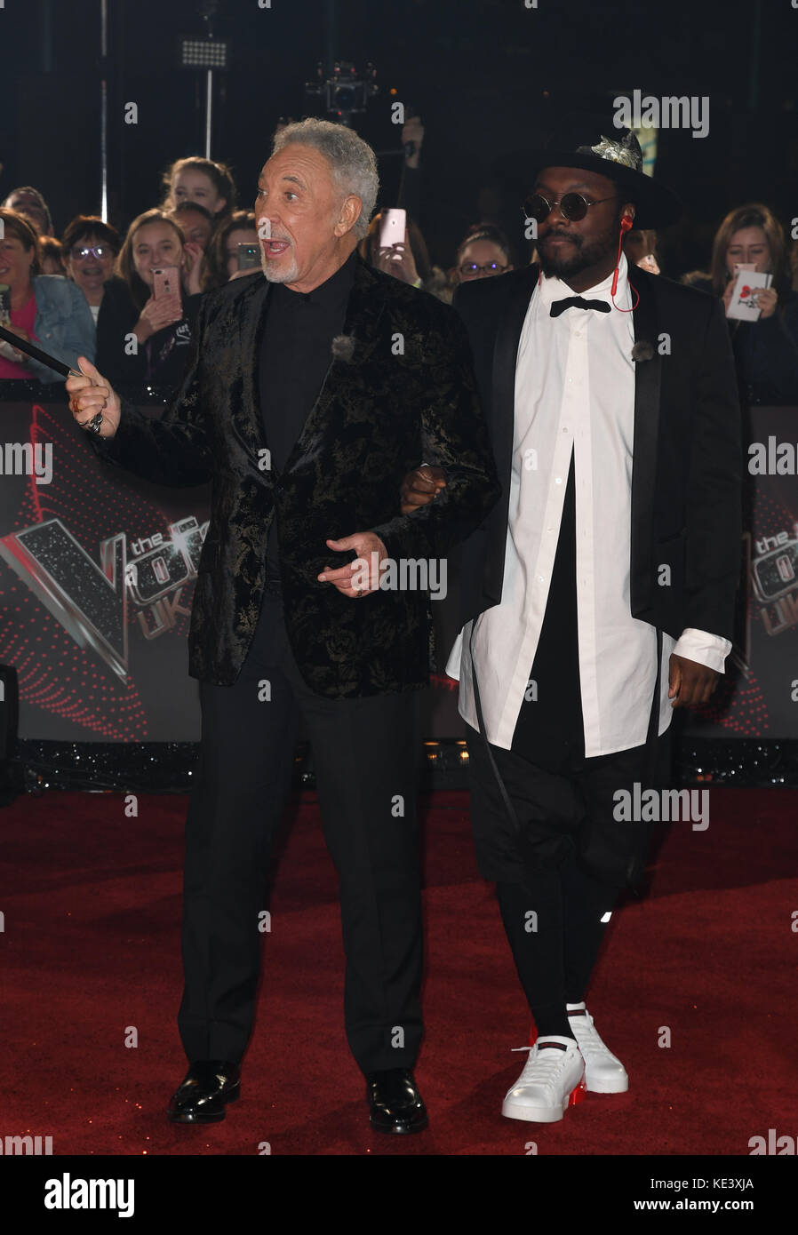 Coach will.i.am , al dock 10 in media city uk per il Regno Unito vocale photocall, Manchester Foto Stock