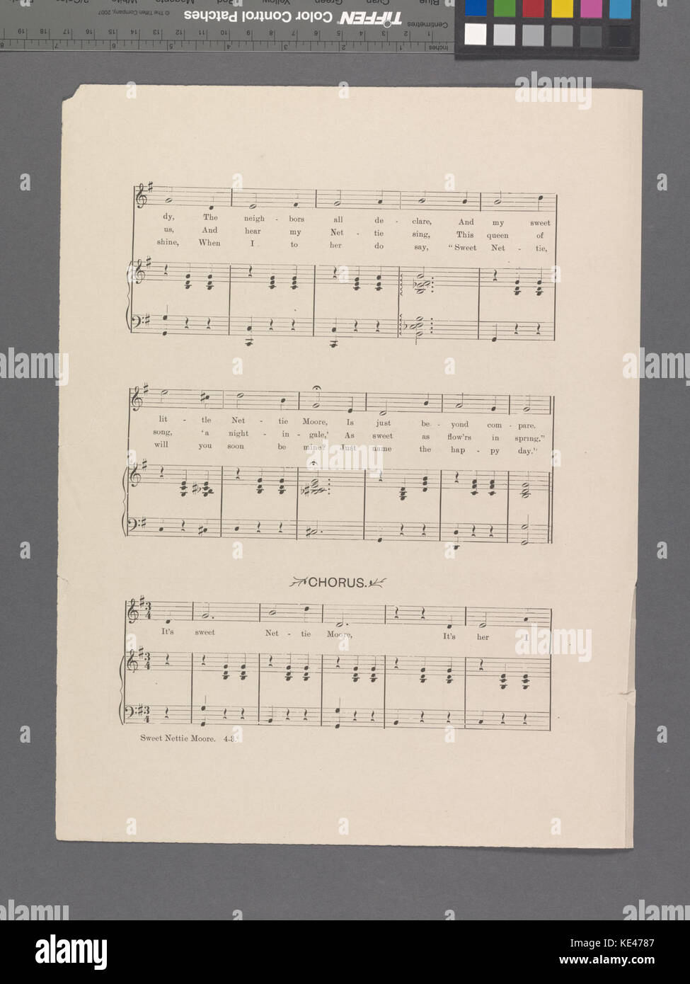 Il titolo si riferisce a un'immagine storica o a un testo intitolato "Sweet Nettie Moore", che cattura una persona di nome Nettie Moore in un momento significativo, probabilmente legato a una figura o evento notevole nella storia. Foto Stock