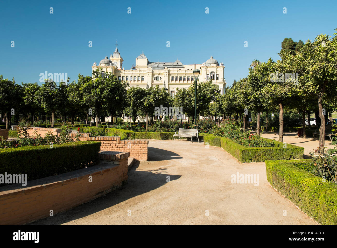 Jardines de Pedro Luis Alonso e il municipio di Malaga, in Andalusia, Spagna, Foto Stock