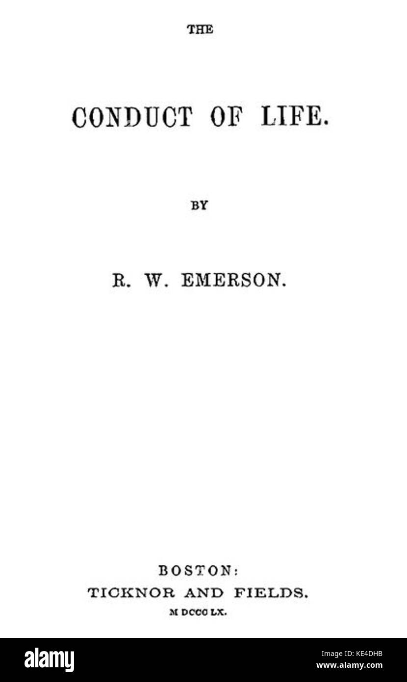 La condotta di vita. Emerson.Prima Pagina Foto Stock