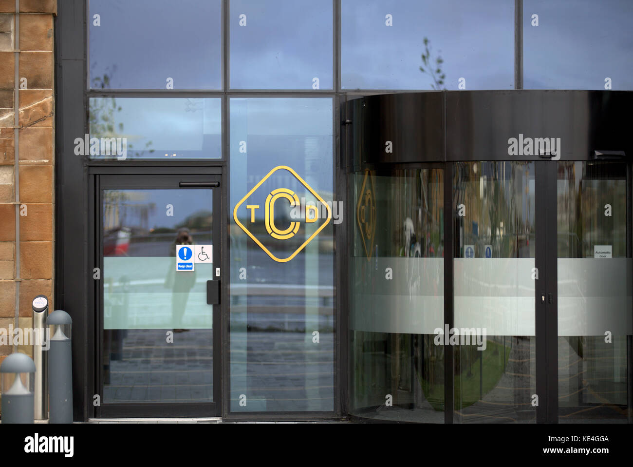Logo simbolo banner ingresso anteriore distilleria Clydeside a Glasgow, Scozia Foto Stock