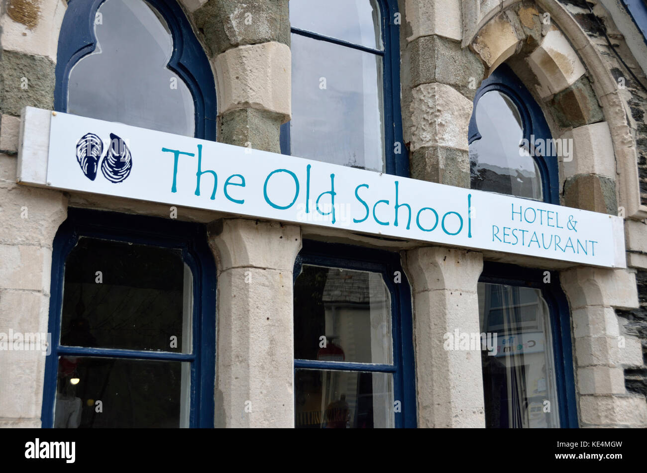 La vecchia scuola hotel e ristorante, Port Isaac, Cornwall, Regno Unito Foto Stock