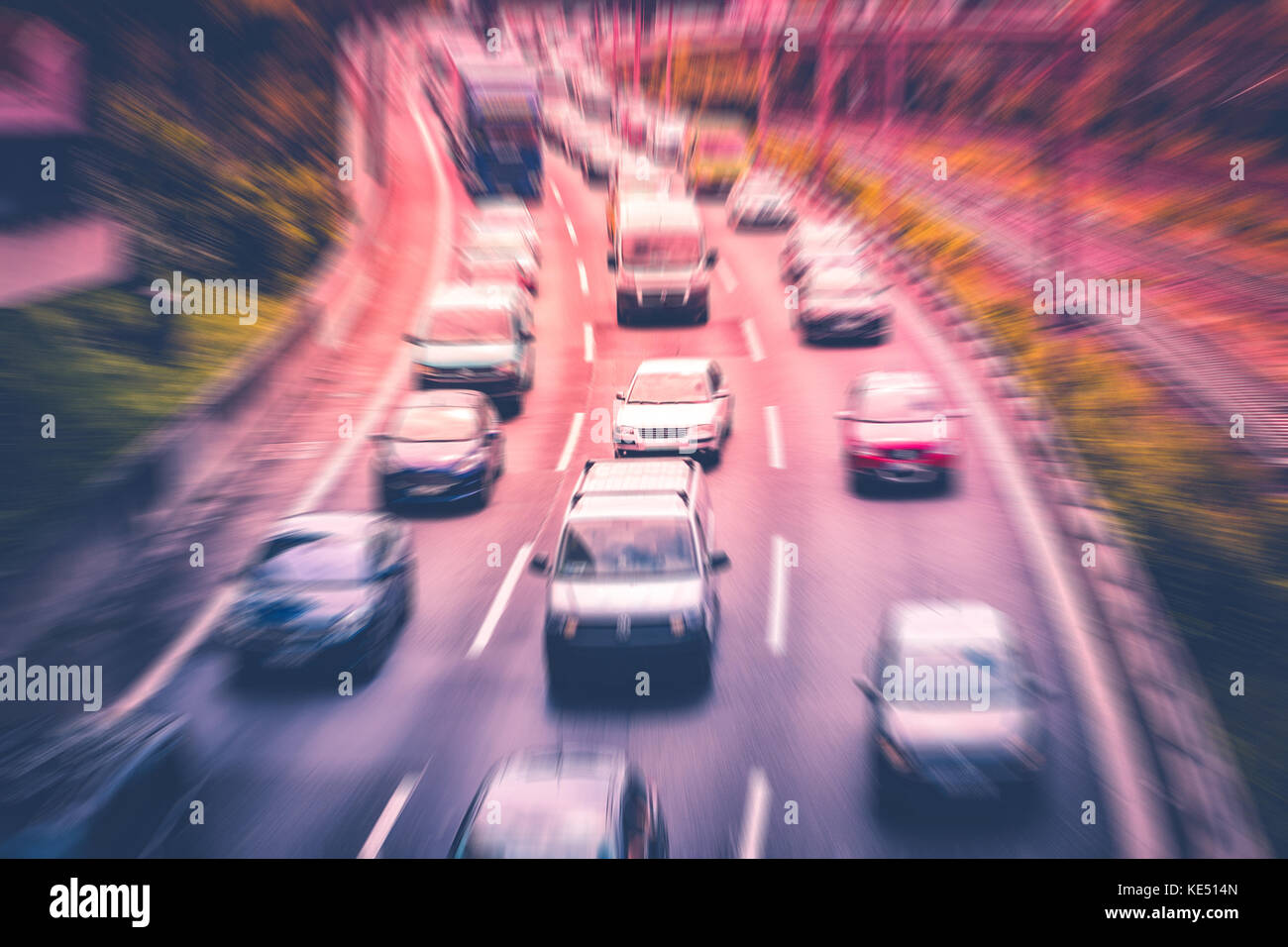 Highway Traffic jam concetto - automobili su autostrada Foto Stock