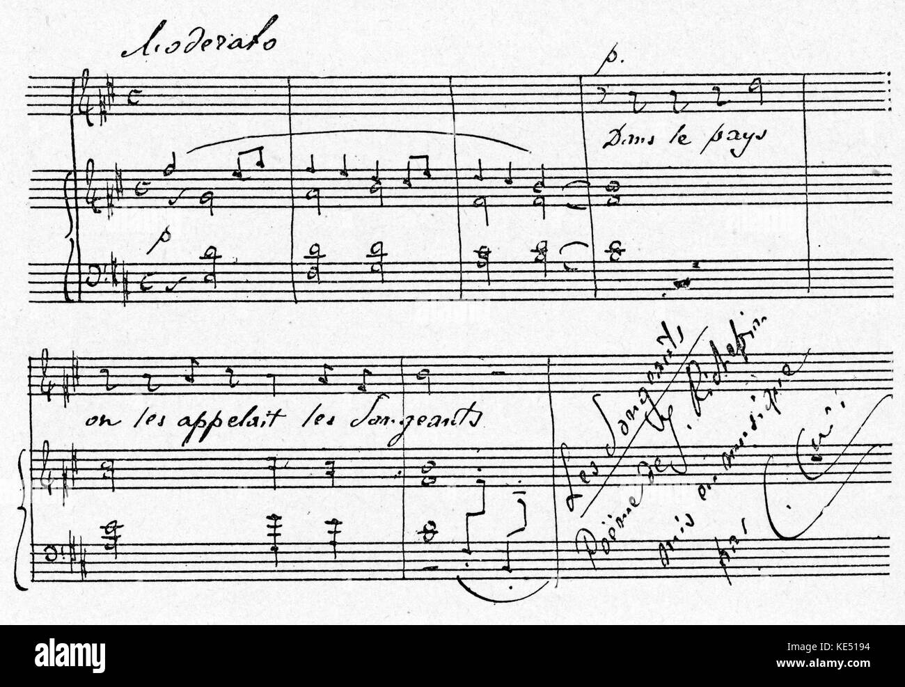 Caesar cui partitura manoscritta con autografo. Il compositore russo di discesa francese, 18 Gennaio 1835 - 26 Marzo 1918. Foto Stock