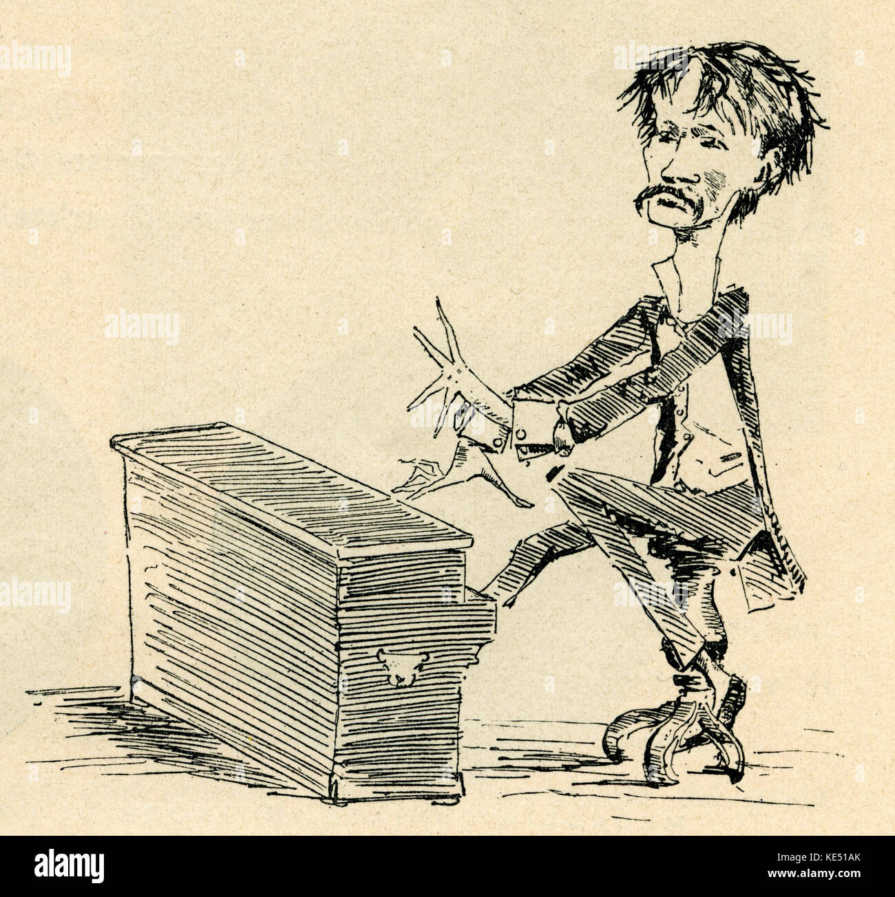 Arrigo Boito - caricatura del poeta e compositore operistico, 24 Febbraio 1842 - 10 giugno 1918. Da L. Test Conconi Foto Stock