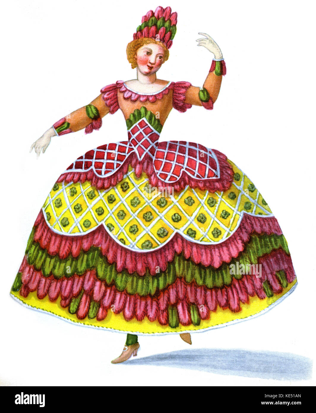 Xviii secolo ballerini in costume. Marie Cochois, prima ballerina a Berlino 1742 - 1750. Foto Stock