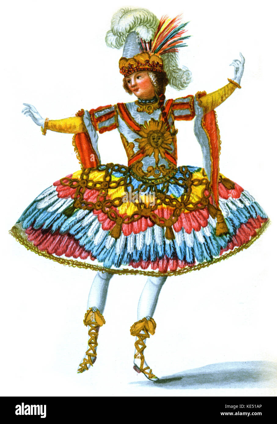 Xviii secolo balletdancers in costume. Mademoiselle Denis, prima ballerina a Berlino 1749 - 1764 Foto Stock