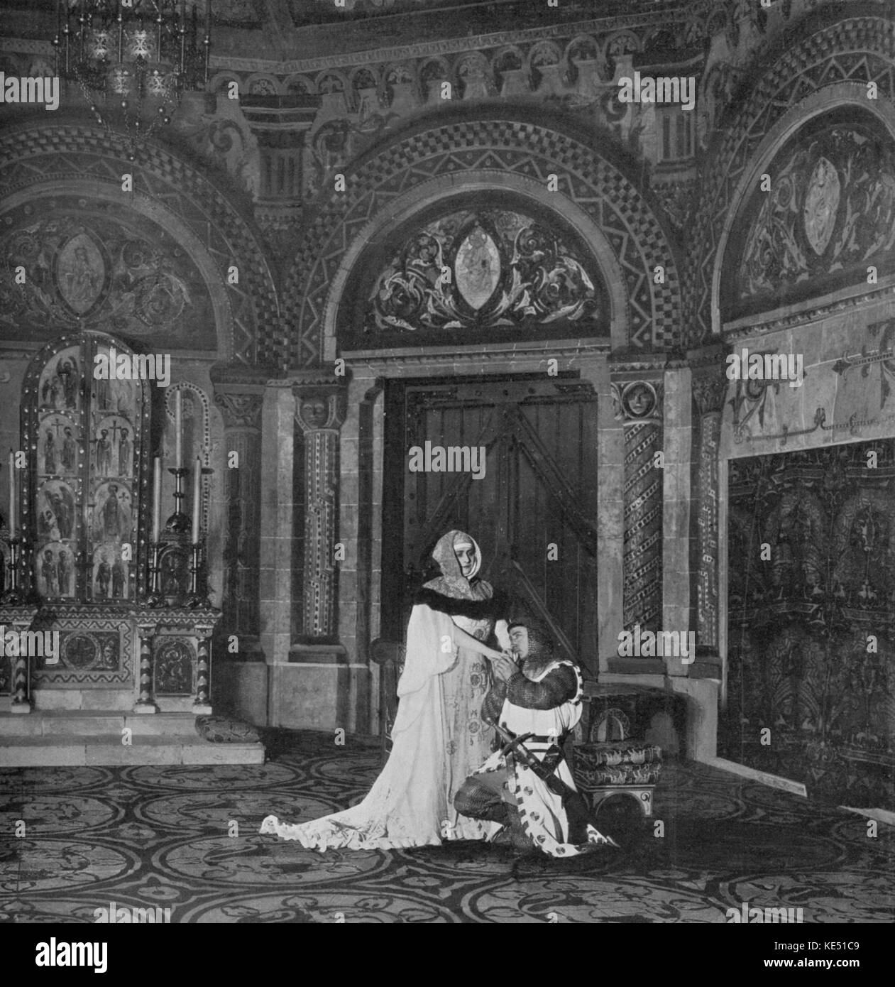 Jules Massenet 's Grisélidis opera con Lucienne Bréval nel ruolo del titolo e Hector Dufranne come il marchese, debutta all'opéra-comique, Parigi, Francia, 20 novembre 1901 JM: Il compositore francese, 12 maggio 1842 - 13 agosto 1912 HD: baritono Belga, 25 Ottobre 1870 - 4 maggio 1951 LB: soprano francese, 4 novembre 1869 - 15 agosto 1935 Foto Stock