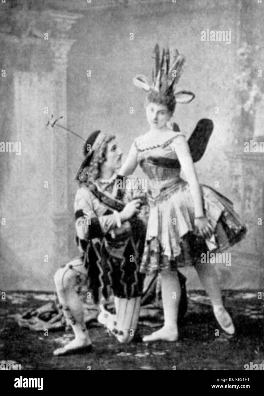 Sleeping Beauty (o 'La Belle au Bois dormienti") - balletto con musiche di Pyotr Ilyich Tchaikovsky. Costumi per il pane-crumb fata (Claudia Kulichevskaya) e la sua pagina (Felix Ivanovich Kshesinsky). Coreografia di Marius Petipa. Eseguita in corrispondenza del Maryinsky Theatre di San Pietroburgo, 1890. PIT: 7 maggio 1840 - 6 novembre 1893. Piotr Ilitsch Tschaikowski. Petr Ilich Ciaicovskij. Piotr Illyich Tchaikovsky. Klavdia Kulichevskaya. Foto Stock