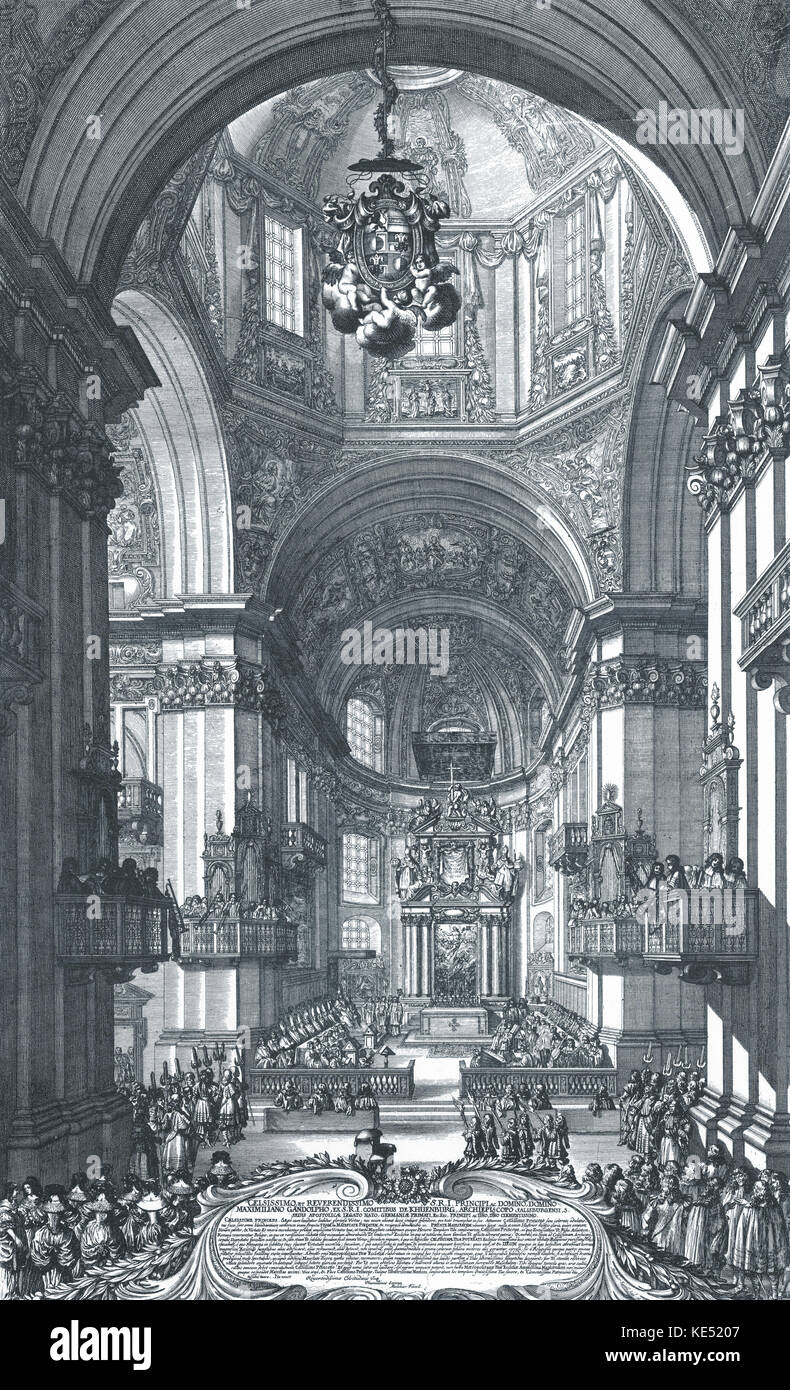 Salisburgo - Inaugurazione del duomo di Salisburgo / Dom 1682. Con prestazioni di Benevoli della santa Messa festiva(Mozart corte divenne organista a Salisburgo nel 1779) Dome. Foto Stock