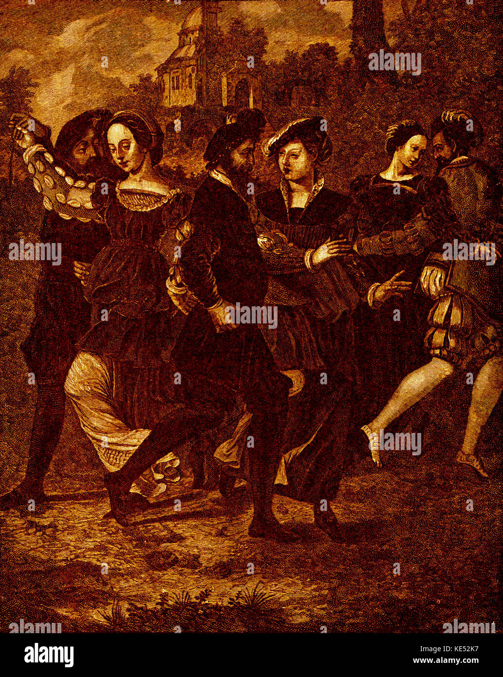 Xvi secolo dancing - tempo di re Enrico VIII. Foto Stock