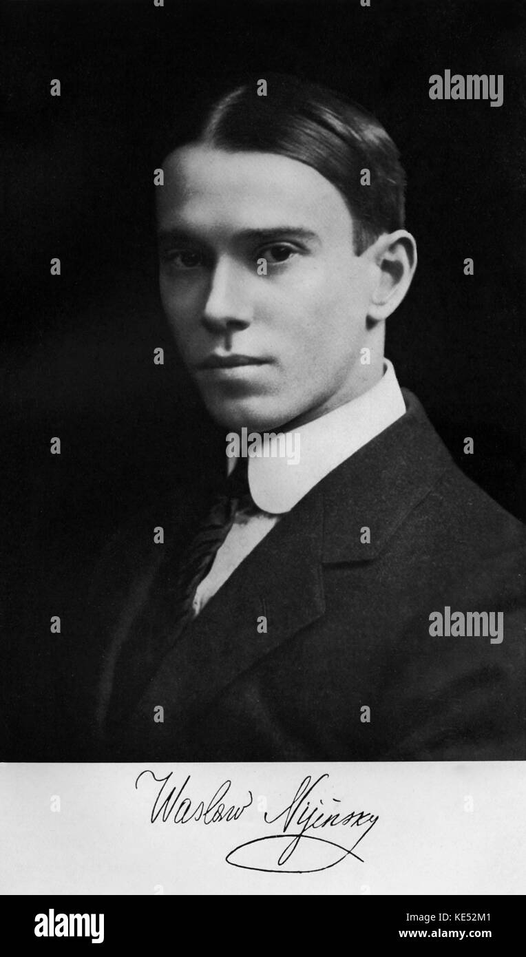 Vaslav Nijinsky - foto autografata. Russian-Polish-American ballerino e coreografo: 17 dicembre 1889 - 8 aprile 1950. Foto Stock